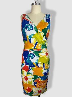 Lauren Ralph Lauren Multicolor Floral Wrap-Style Sheath Dress
